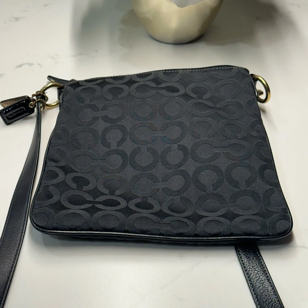 Coach Black Signature Crossbody Bag with Gold Hardware